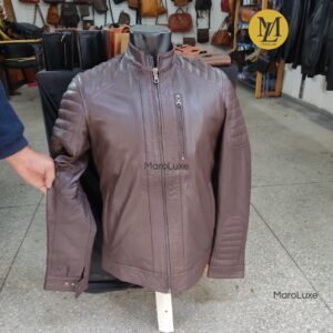 جاكيت جلد اللون بني